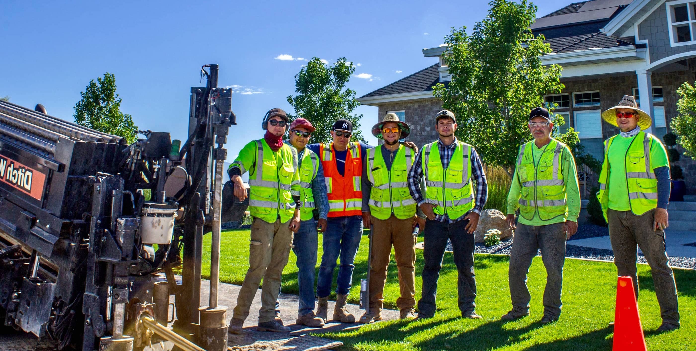 Connext construction crew operating directional drilling in neighborhood